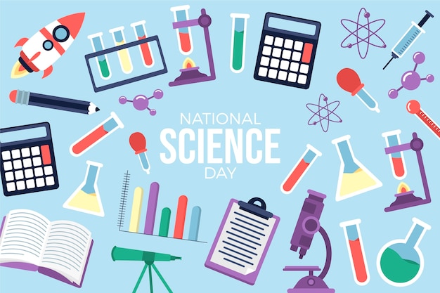 Flat national science day background