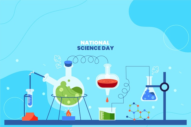 Flat national science day background