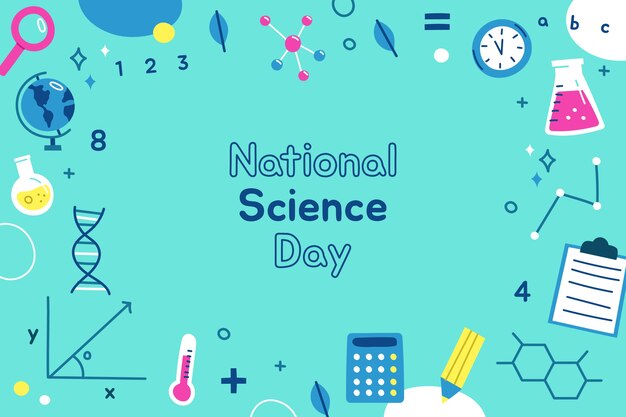 Flat national science day background