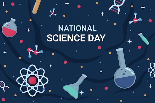 Flat national science day background