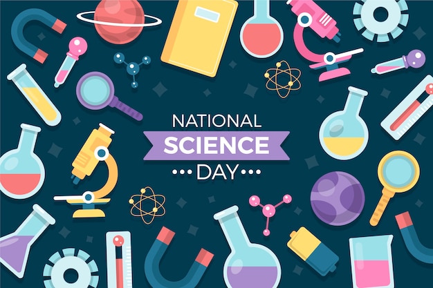 Flat national science day background