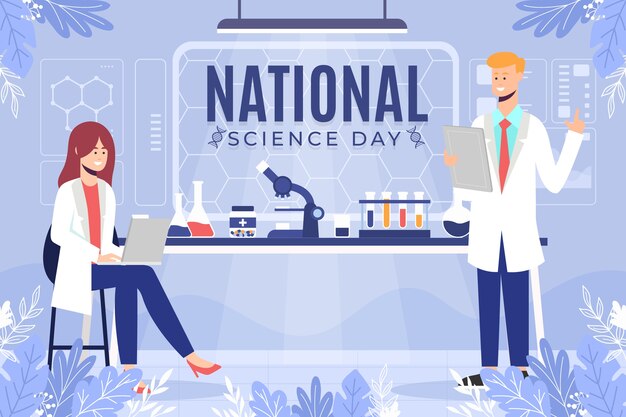 Flat national science day background