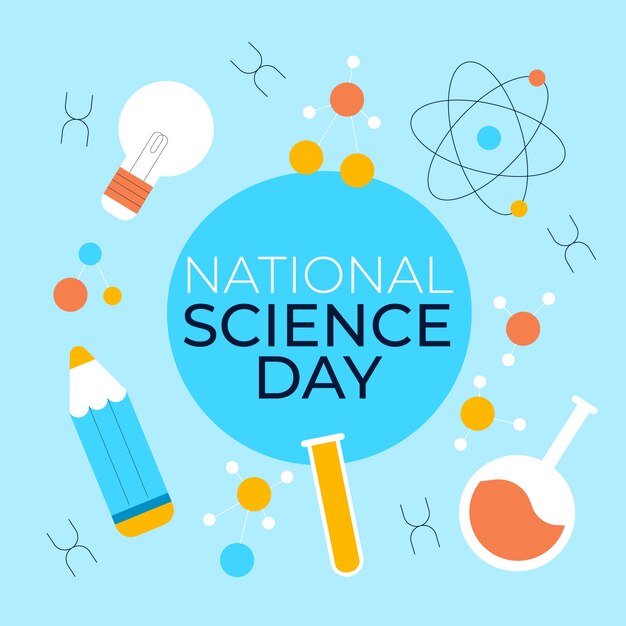 Flat national science day background