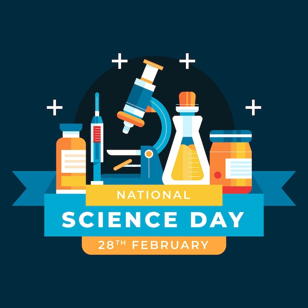 Free vector flat national science day illustration