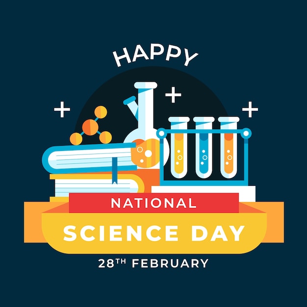 Flat national science day illustration