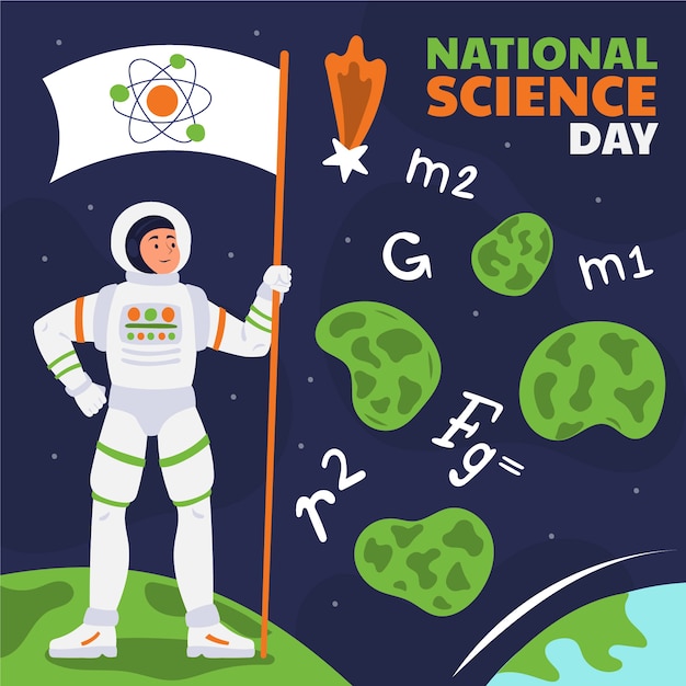 Flat national science day illustration