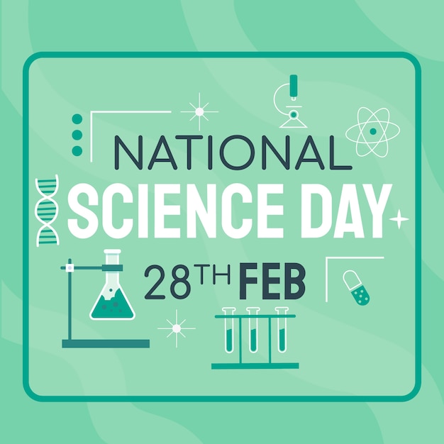 Flat national science day illustration