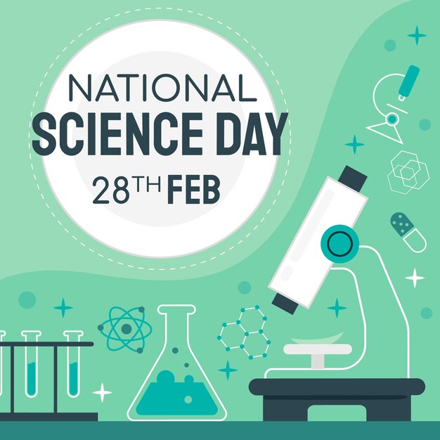 Flat national science day illustration