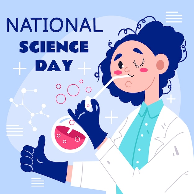 Flat national science day illustration