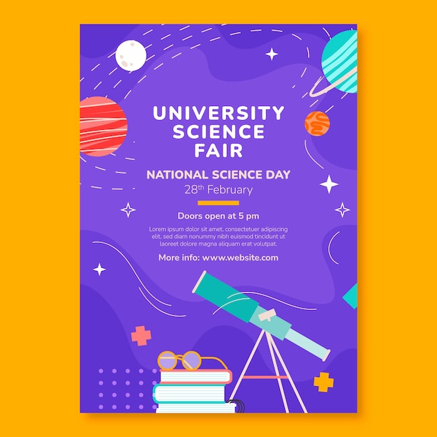 Free Vector flat national science day vertical poster template