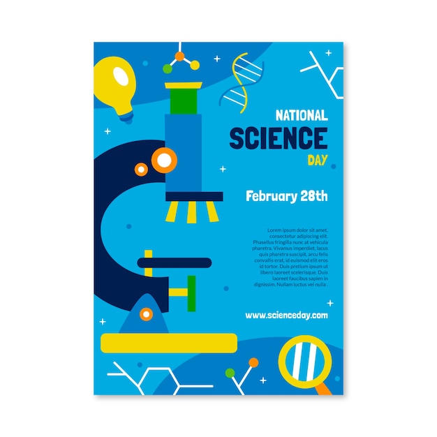 Free vector flat national science day vertical poster template