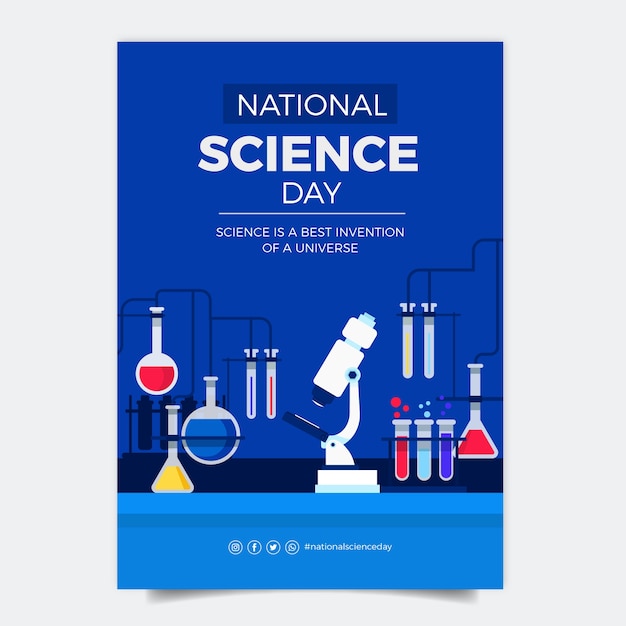 Flat national science day vertical poster template