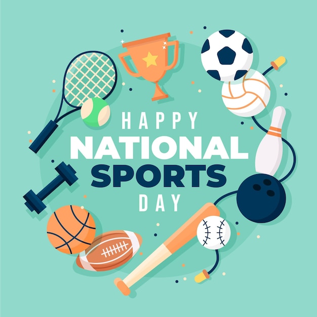 Flat national sports day illustration