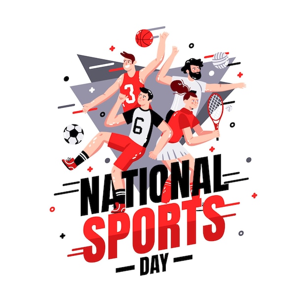 Flat national sports day illustration