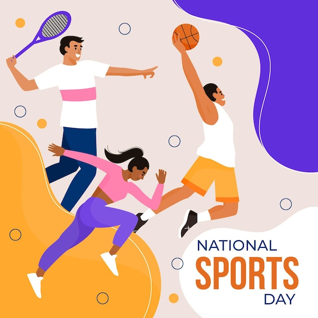 Flat national sports day illustration