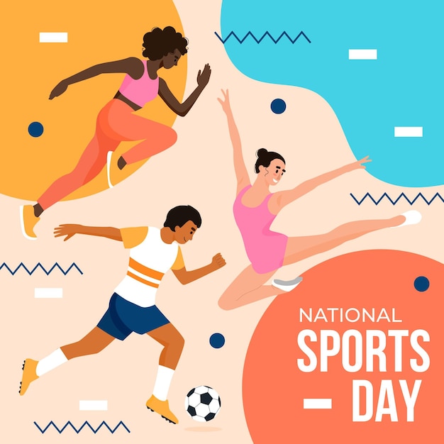 Flat national sports day illustration