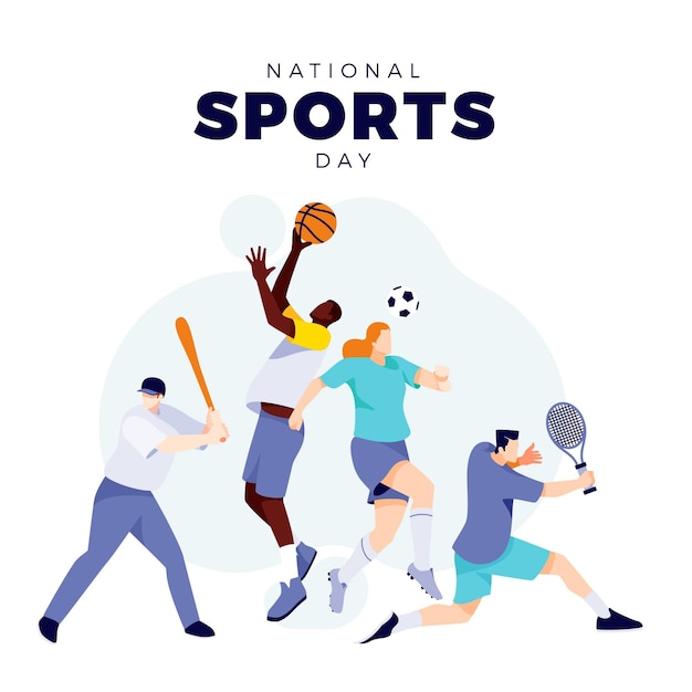 Flat national sports day illustration