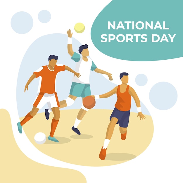 Flat national sports day illustration