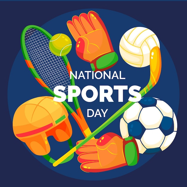 Flat national sports day illustration