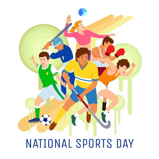 Flat national sports day illustration