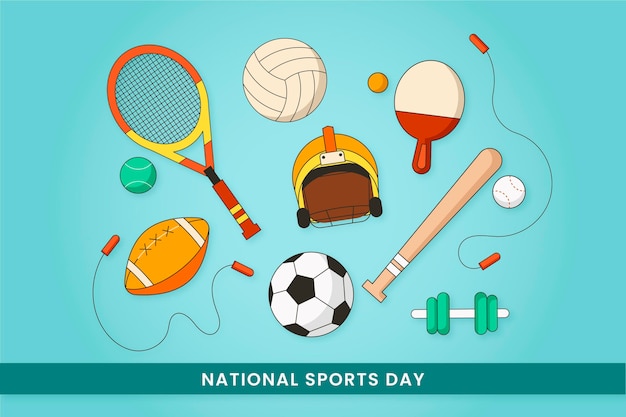 Flat national sports day illustration