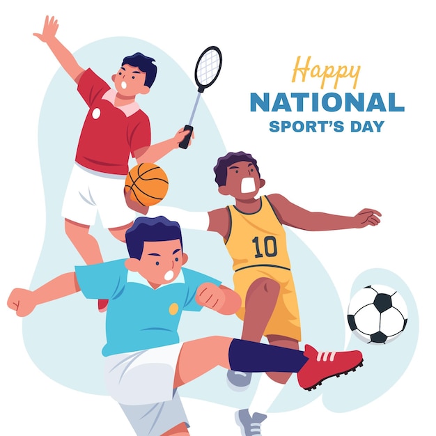 Flat national sports day illustration