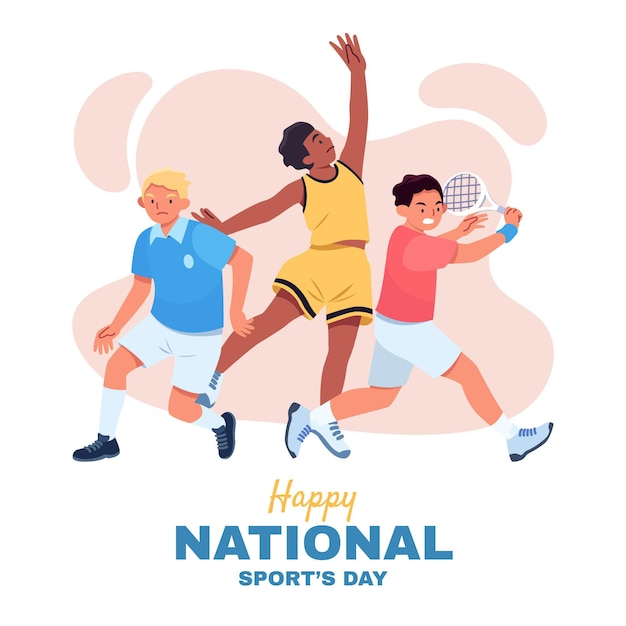 Flat national sports day illustration