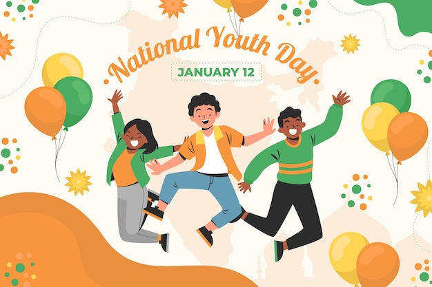 Flat national youth day background