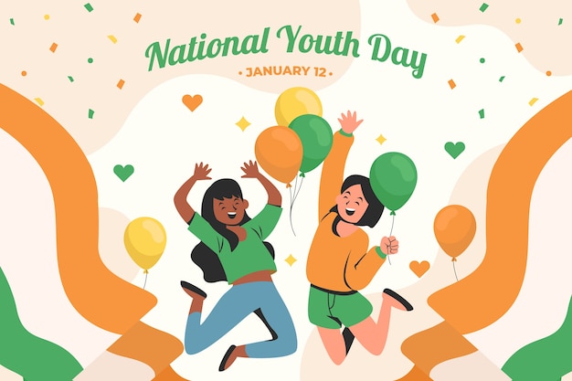 Flat national youth day background