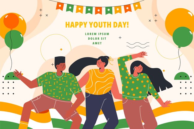 Flat national youth day background