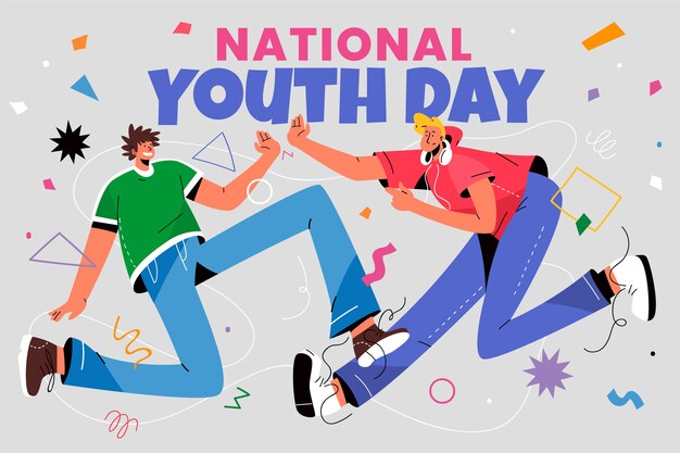 Flat national youth day background