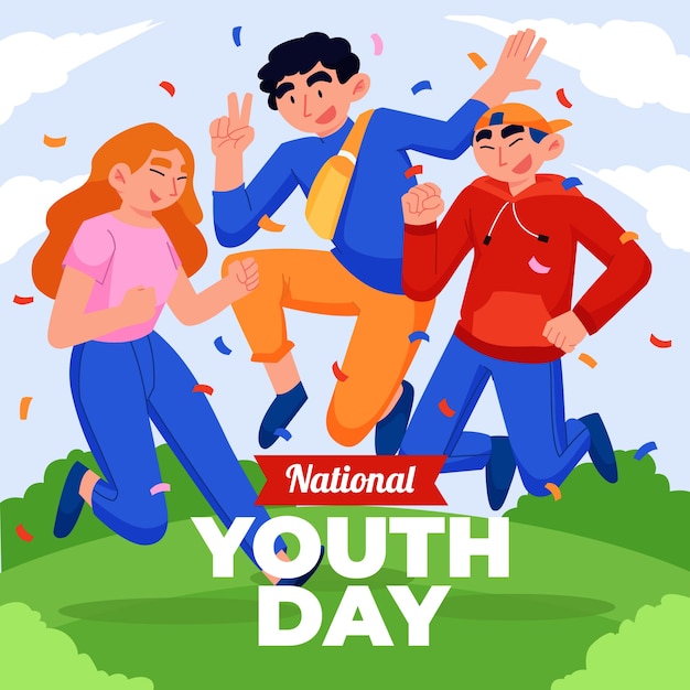 Flat national youth day illustration