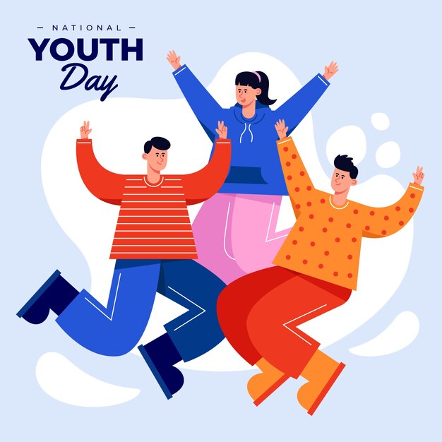 Flat national youth day illustration