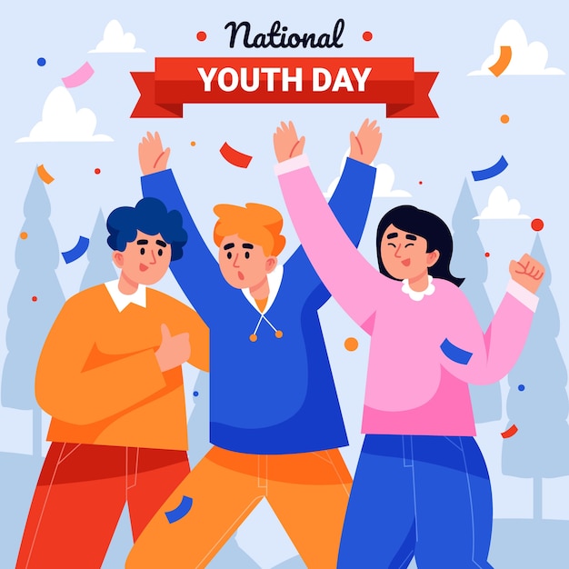 Flat national youth day illustration