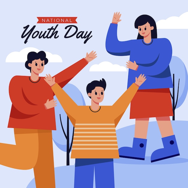 Flat national youth day illustration