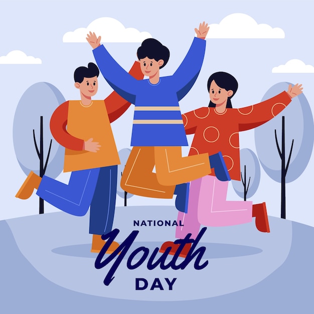 Flat national youth day illustration