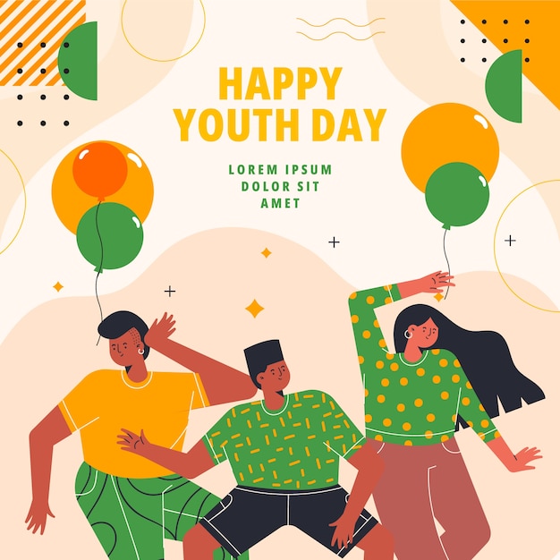 Flat national youth day illustration