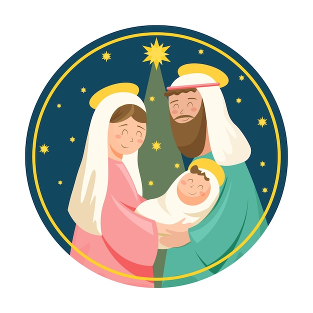 Free Vector flat nativity scene illustration