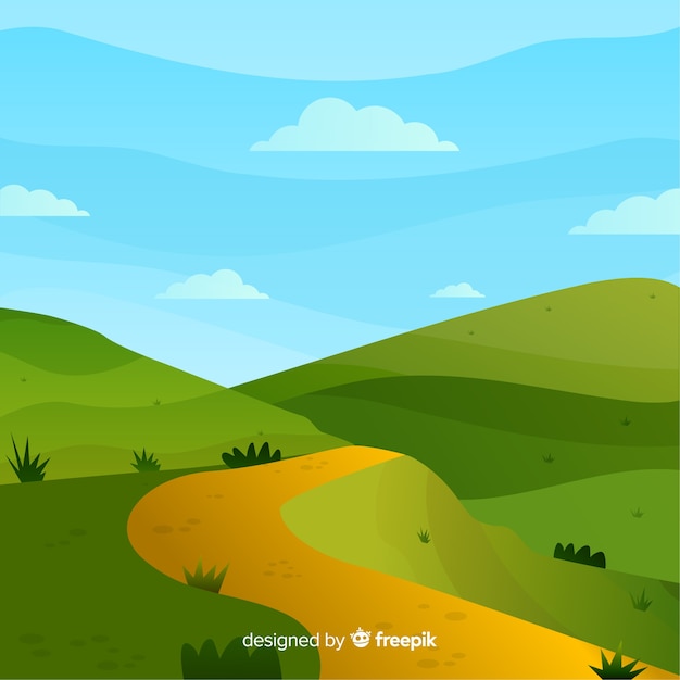 Free Vector flat natural background with landscape