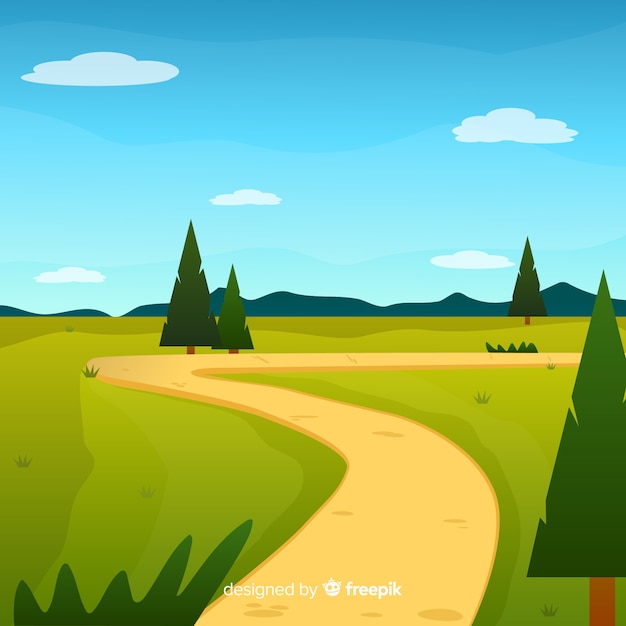 Flat natural background with landscape