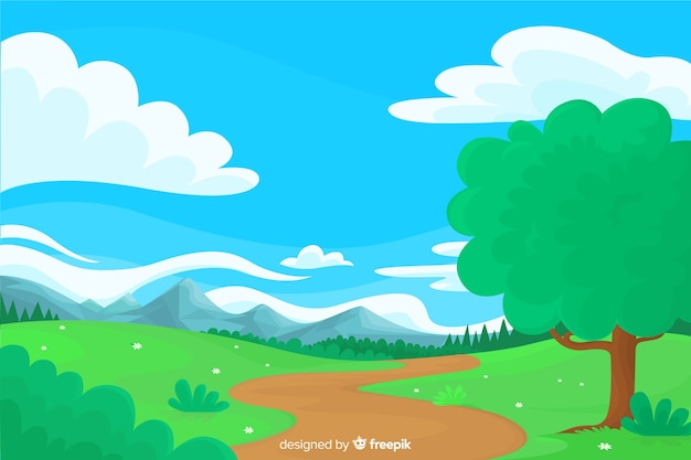 Flat natural background with landscape