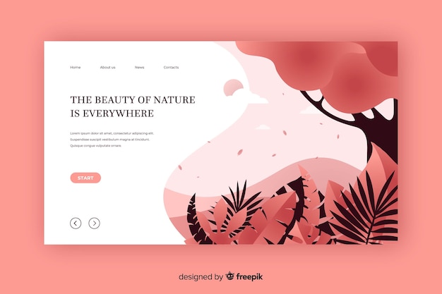 Free vector flat nature landing page template