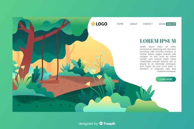 Flat nature landing page template