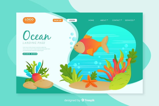 Free Vector flat nature landing page template