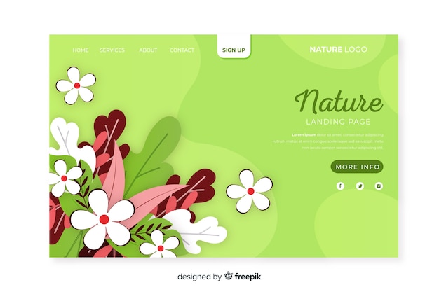 Free Vector flat nature landing page template