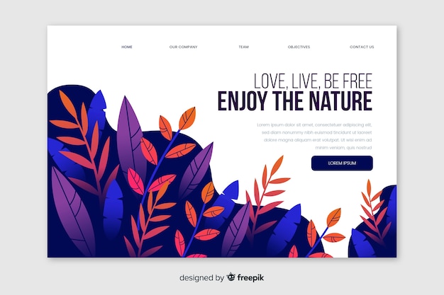 Free Vector flat nature landing page template