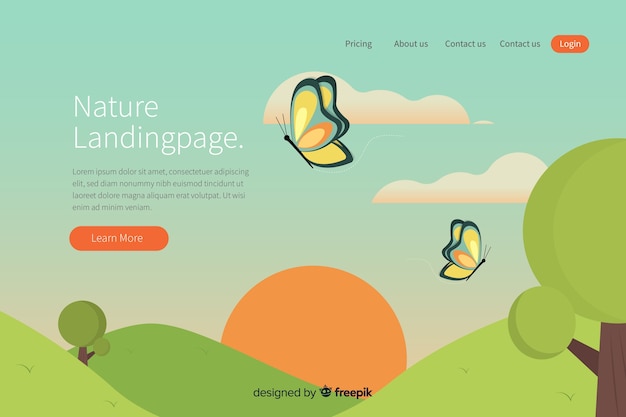 Free Vector flat nature landing page template