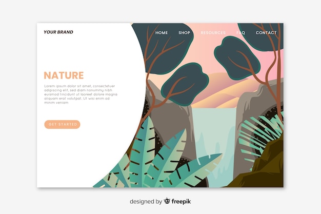 Flat nature landing page template