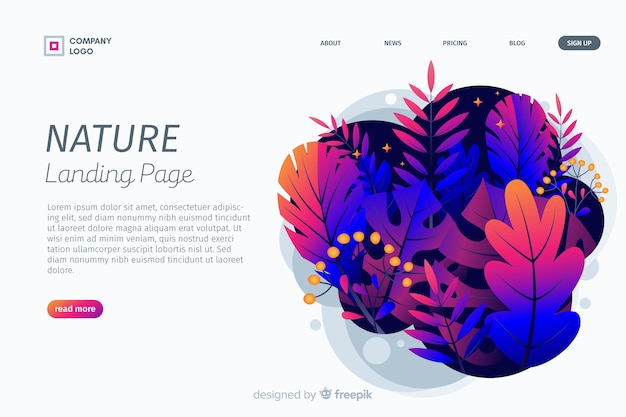 Free Vector flat nature landing page template