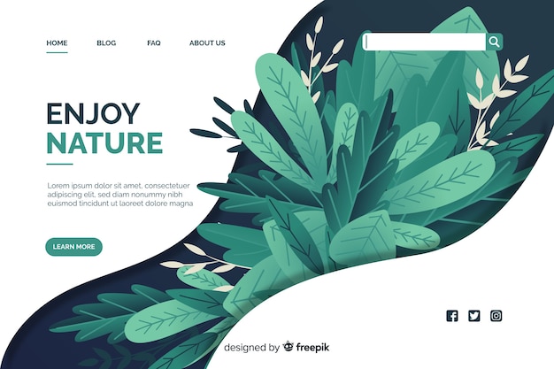 Flat nature landing page template